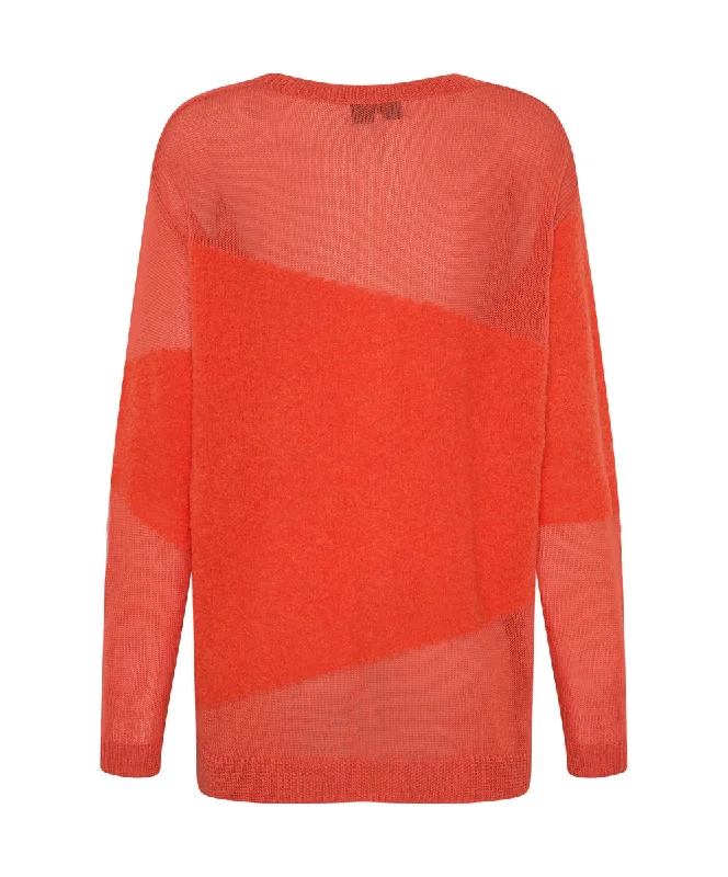 SHATTERED CREW KNIT SWEATER ORANGE