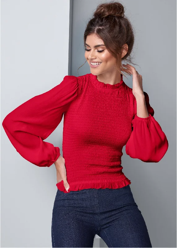 Balloon sleeve blouse - Red