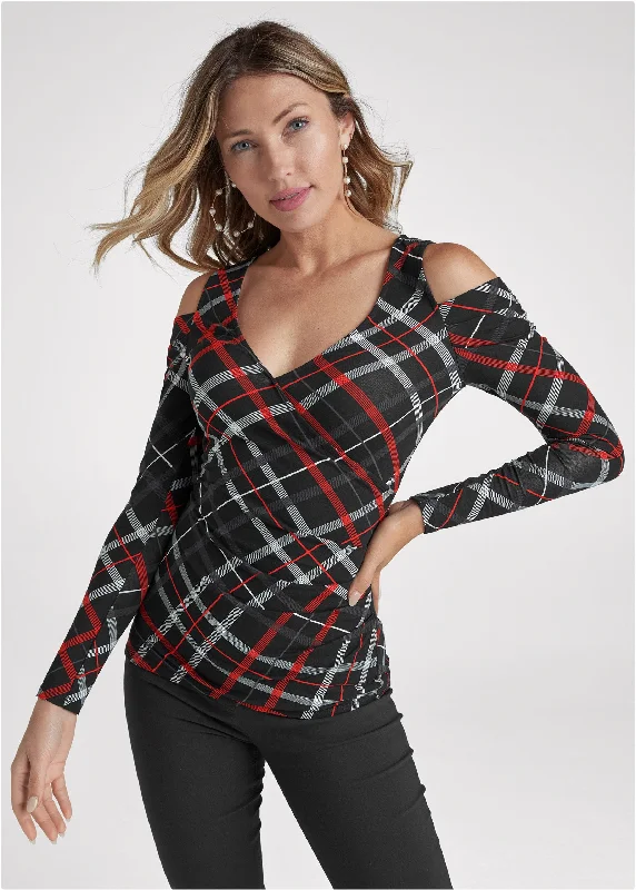 Draped sleeve top - Black Multi