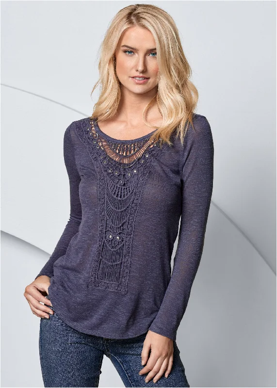 Crochet front top - Dark Blue