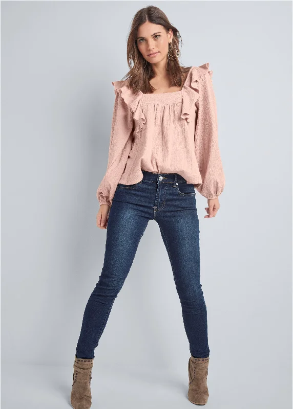 Ruffle blouse - Blush