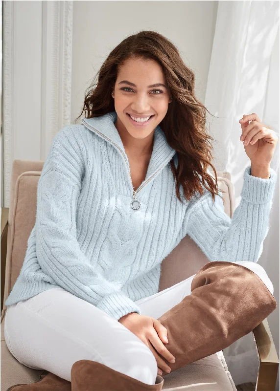 Quarter zip sweater - Heathered Blue