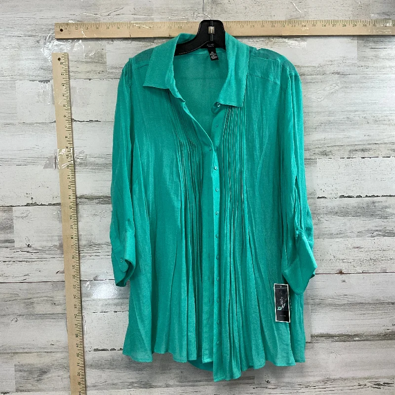 Blouse 3/4 Sleeve By Alfani In Green, Size: Xxl