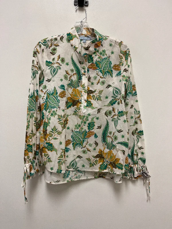 Blouse Long Sleeve By Antonio Melani In Cream & Green, Size: S