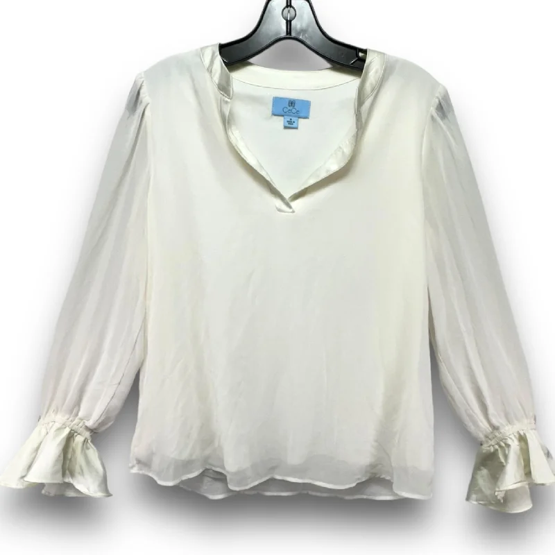 Blouse Long Sleeve By Cece In Ivory, Size: M