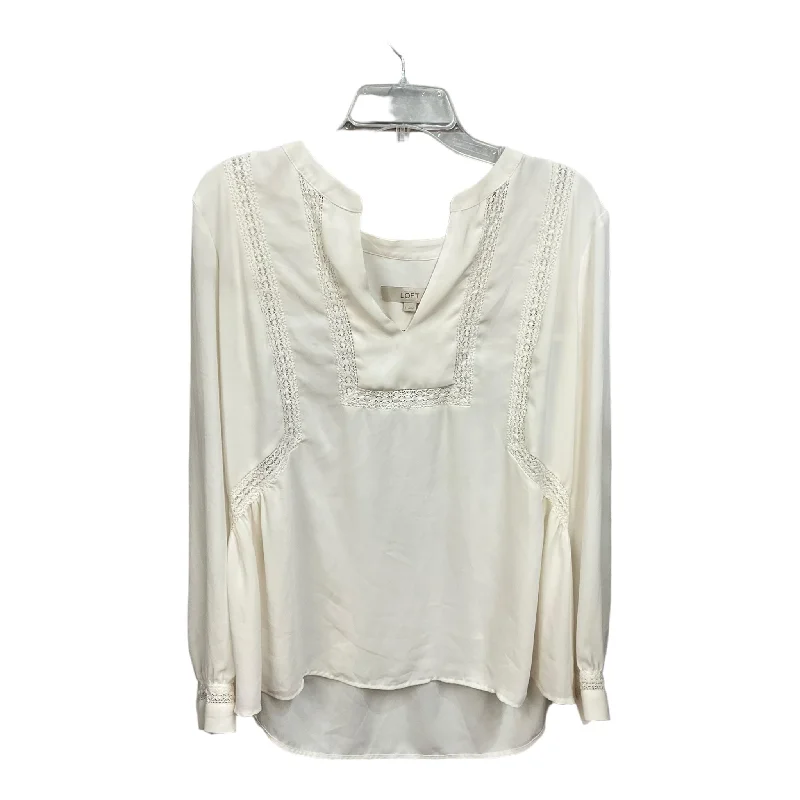 Blouse Long Sleeve By Loft In White, Size: L