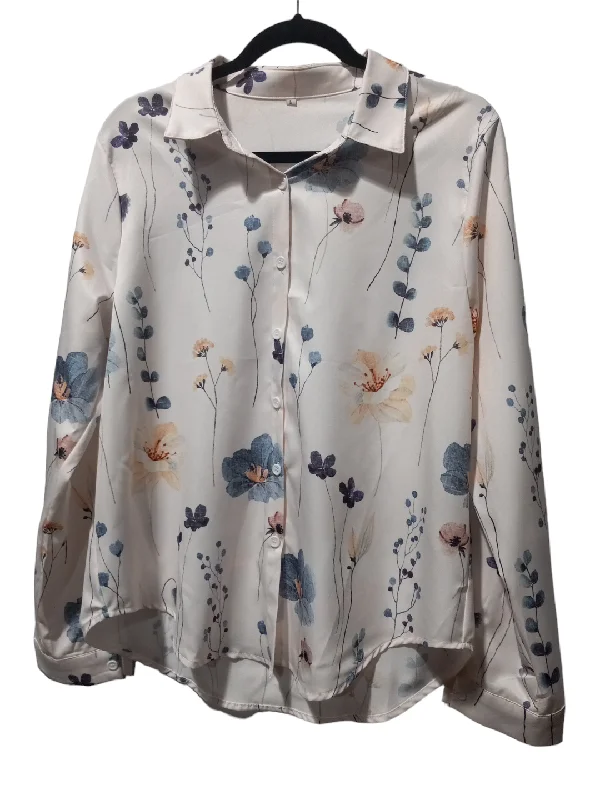 Blouse Long Sleeve By Shein In Floral Print, Size: L