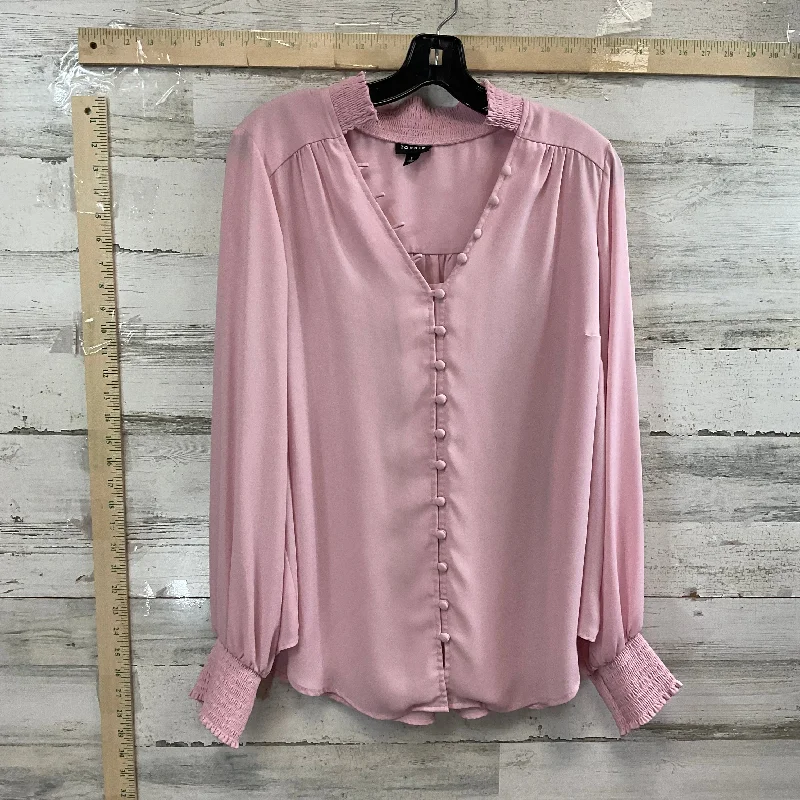 Blouse Long Sleeve By Torrid In Pink, Size: 1x