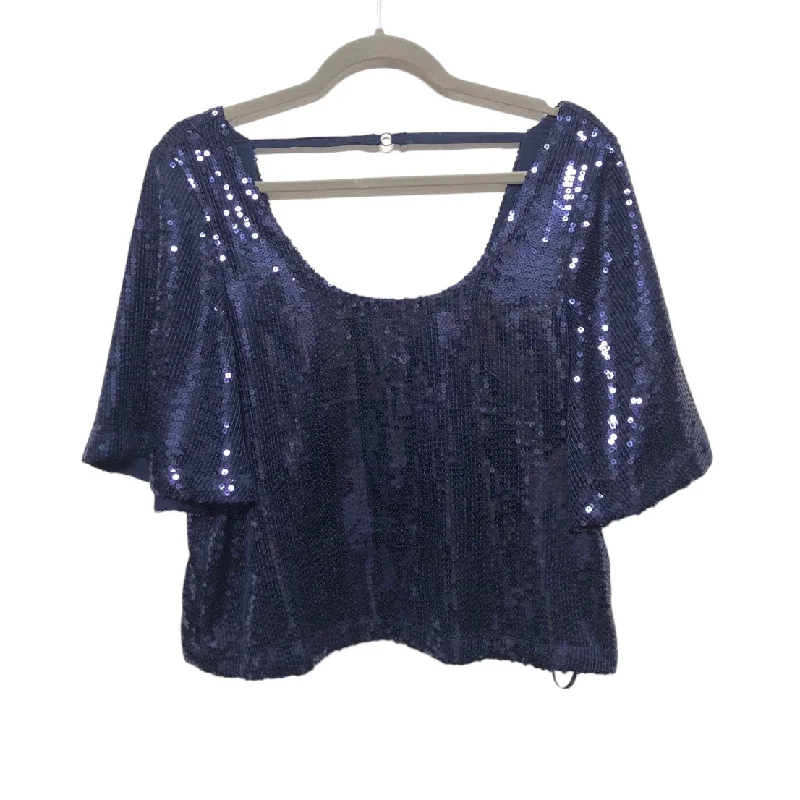 Blouse Short Sleeve By Free People In Navy, Size: S