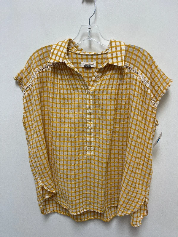 Blouse Short Sleeve By Pilcro In Yellow, Size: S