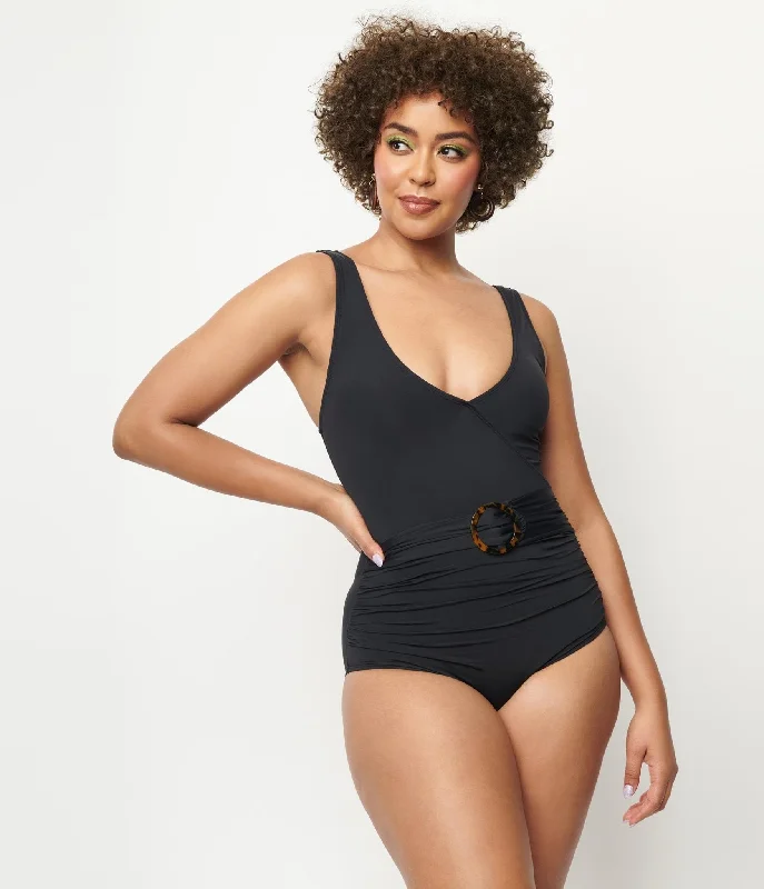 Kingdom & State 1950s Black Belted One Piece Swimsuit