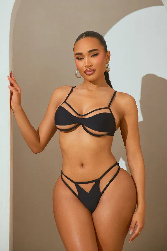 Lucia Illusion Mesh Cutout 2 Piece Bikini - Black