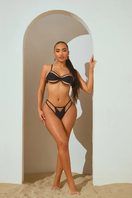 Lucia Illusion Mesh Cutout 2 Piece Bikini - Black