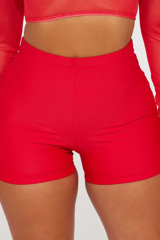 Maui Biker Short Bikini Bottom - Red