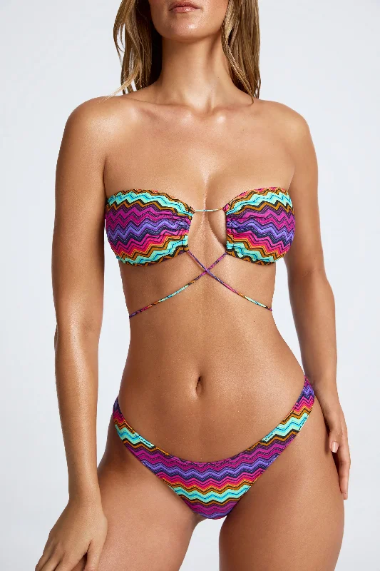 Multiway Bikini Top in Zigzag Print