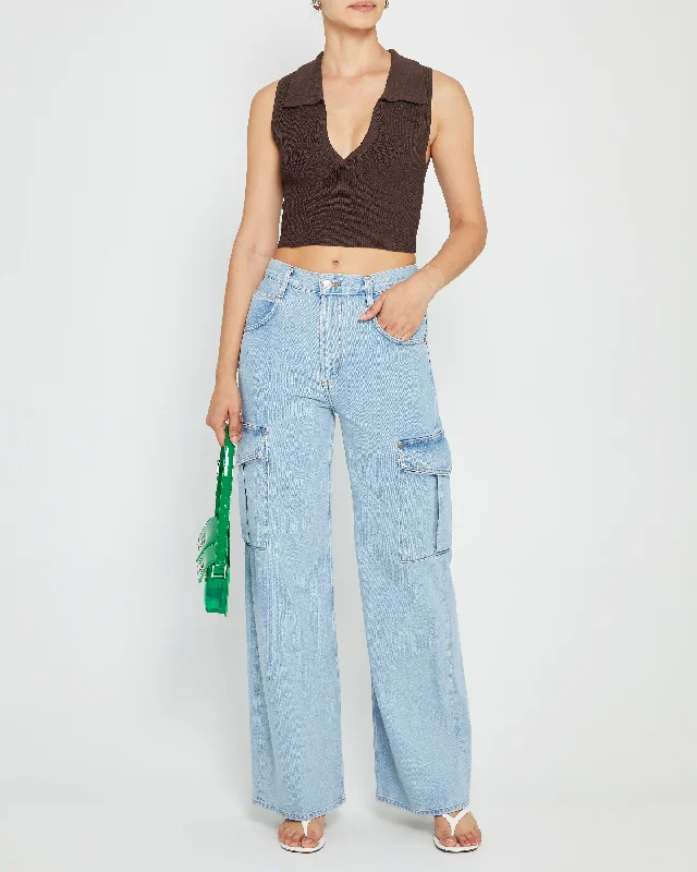 Sculpting Knit Cropped Polo Top