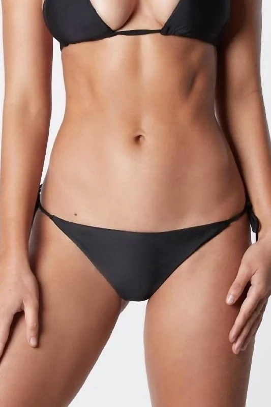 Side Tie String Bikini Bottom In Black