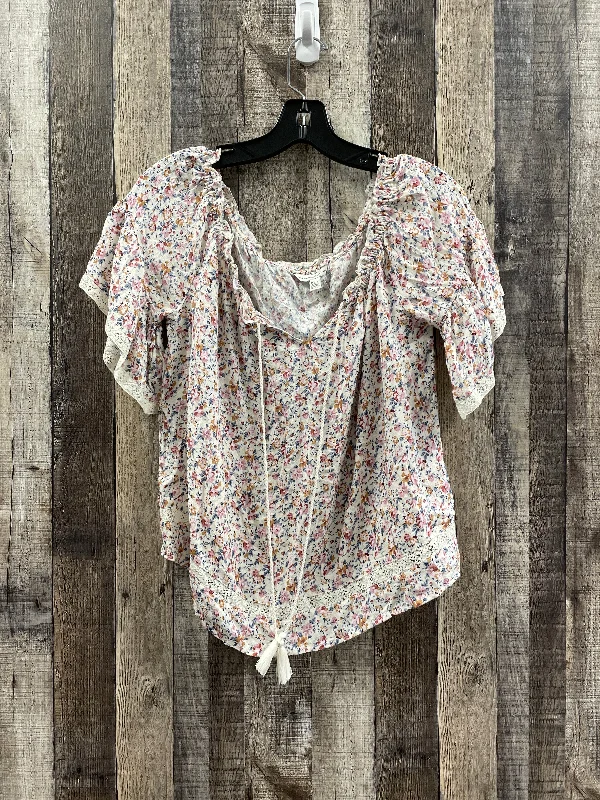 Top Short Sleeve By American Eagle In Floral Print, Size: M