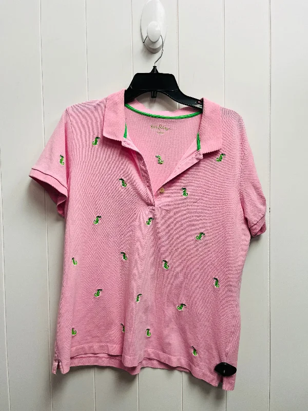 Top Short Sleeve By Lilly Pulitzer In Green & Pink, Size: Xl