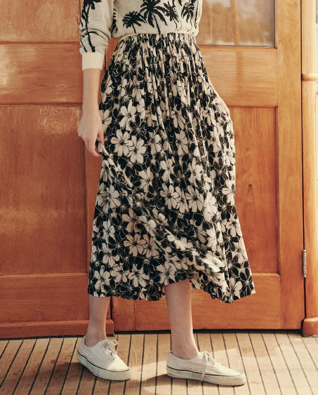 The Sway Skirt. -- Black and Cream Hibiscus Floral