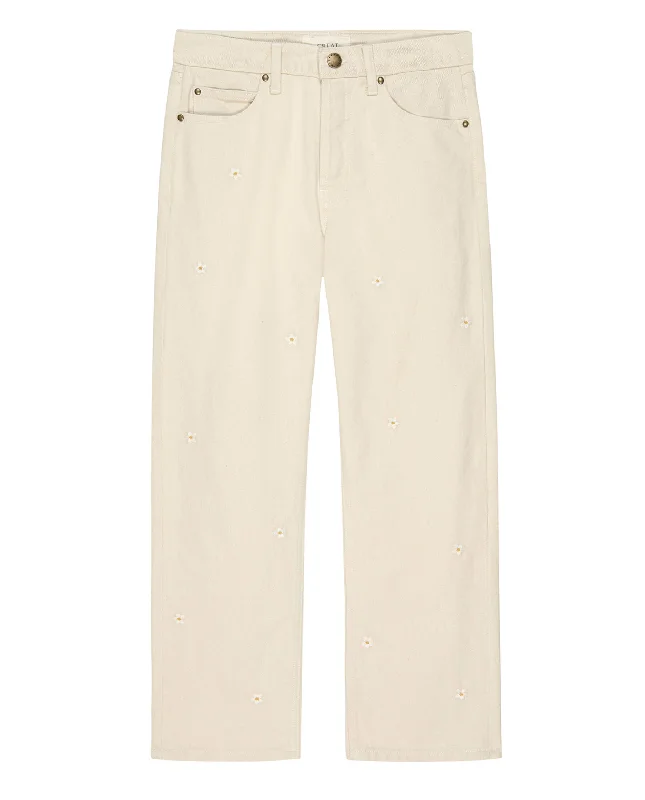 The Embroidered Daisy Wayne Jean.. -- Natural with Embroidered Daisies