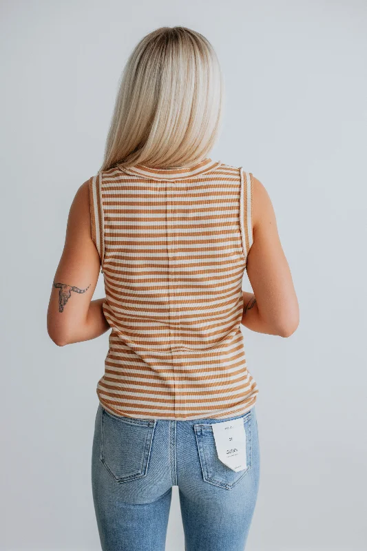 Tylar Ribbed Tank - Camel Mix