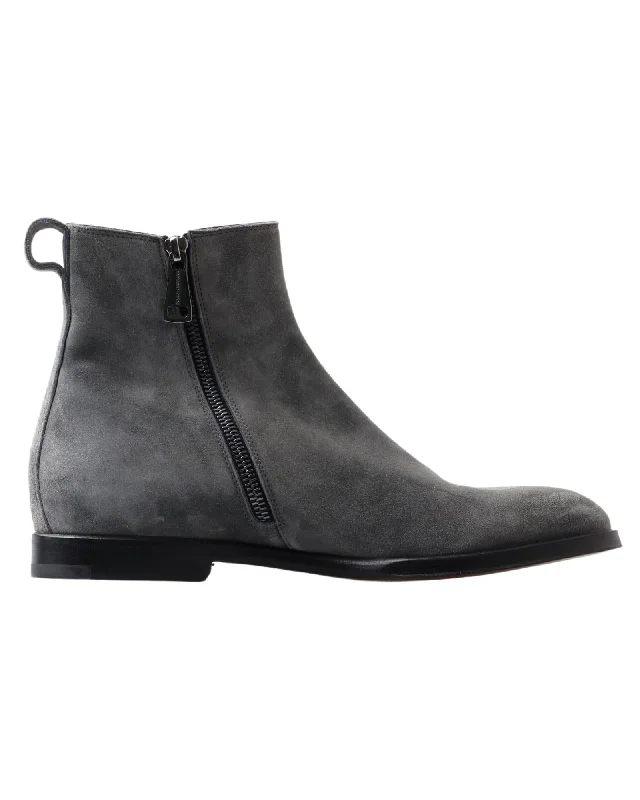 Dolce & Gabbana Exclusive Grey Leather Chelsea Boots