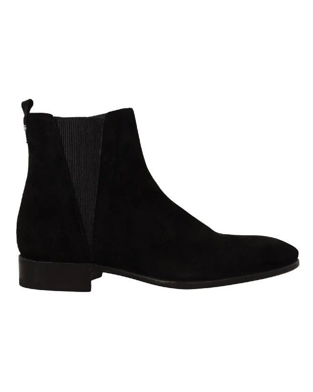 Dolce & Gabbana Suede Leather Chelsea Boots with Side Zipper Closure