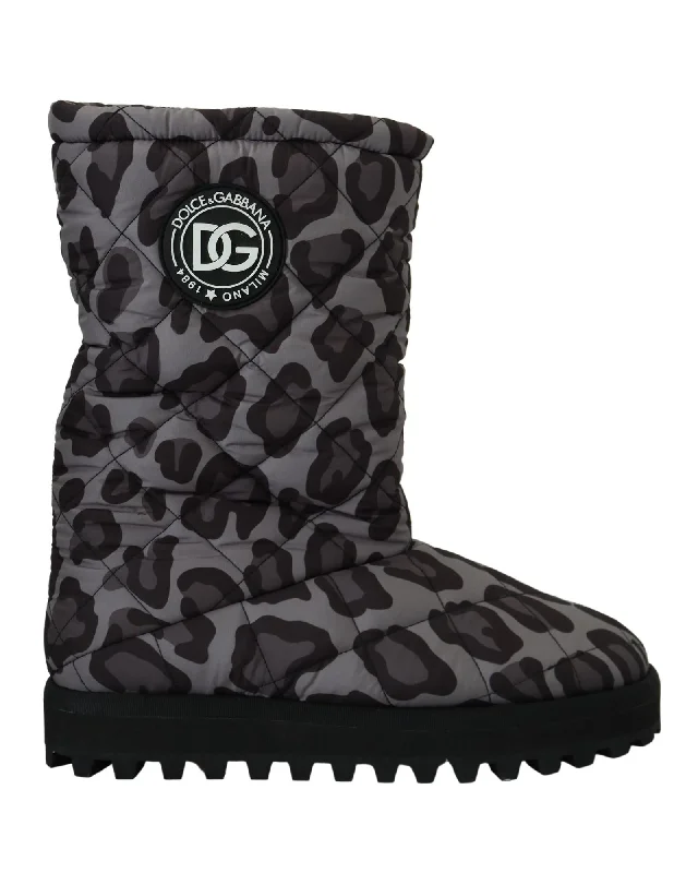 Dolce & Gabbana Leopard Pattern Mid Calf Boots