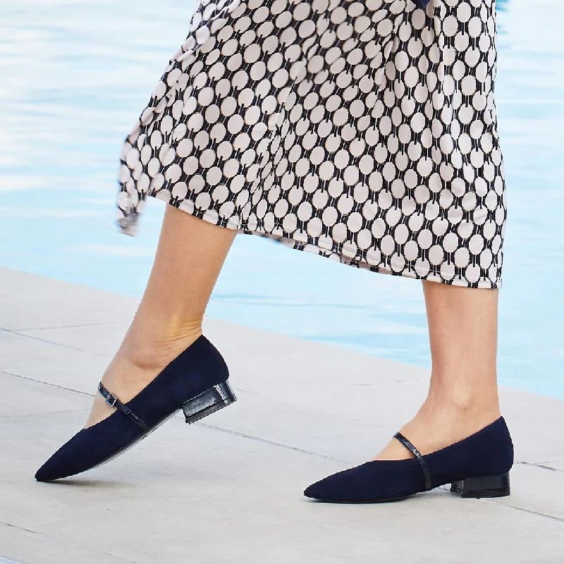 Savannah: Navy Suede & Patent