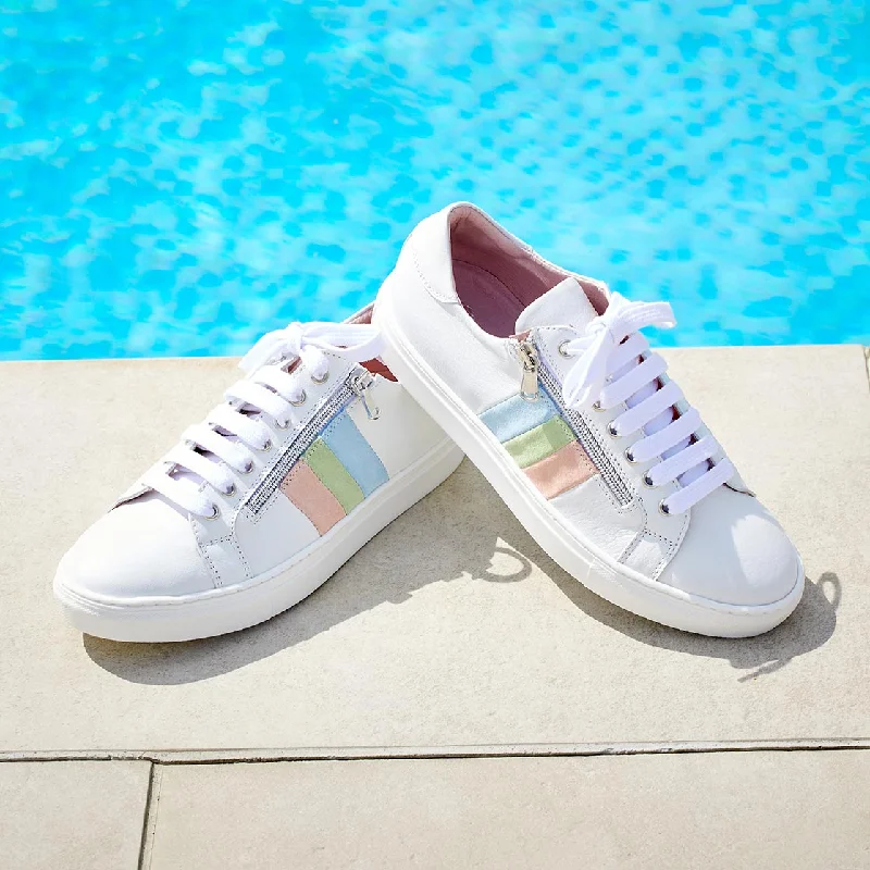 Sprint: White Leather & Multi Pastel