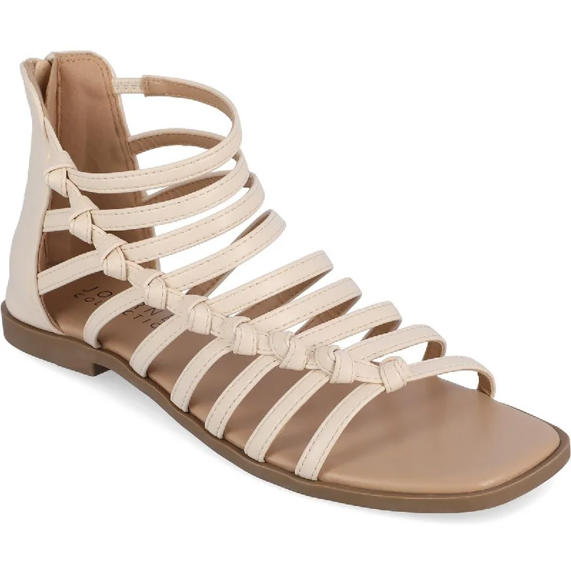 Petrra Womens Faux Leather Ankle Gladiator Sandals