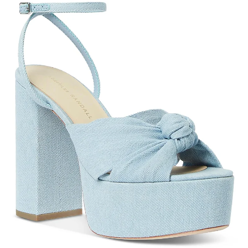 Roz Womens Denim Knot-Front Platform Sandals