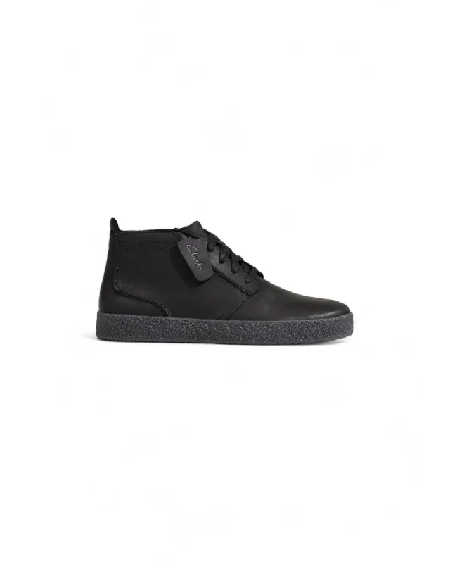 Clarks Plain Black Leather Lace-Up Shoes with Rubber Sole