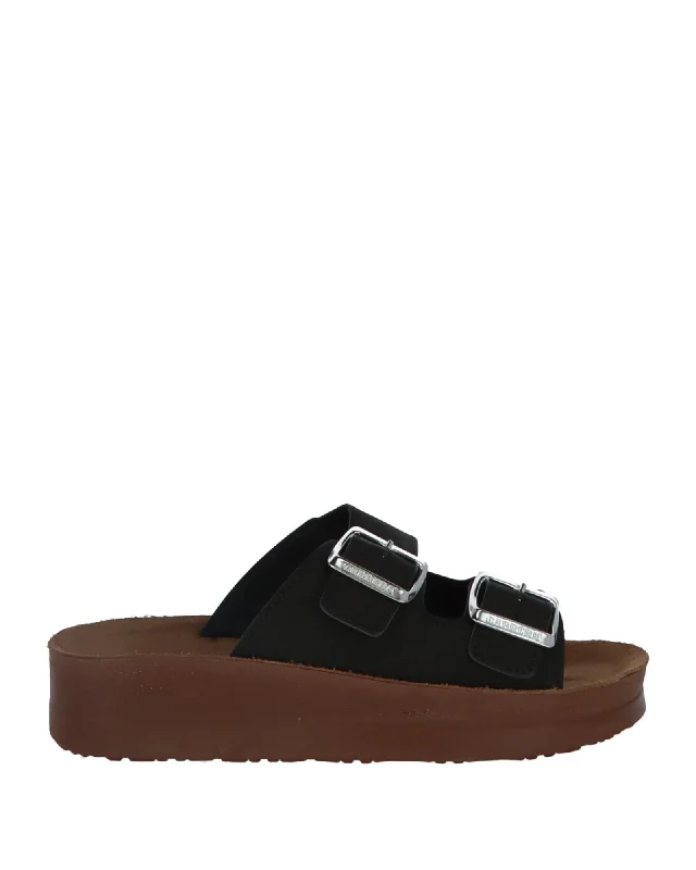 Carrera Buckle/Bow Black Slippers