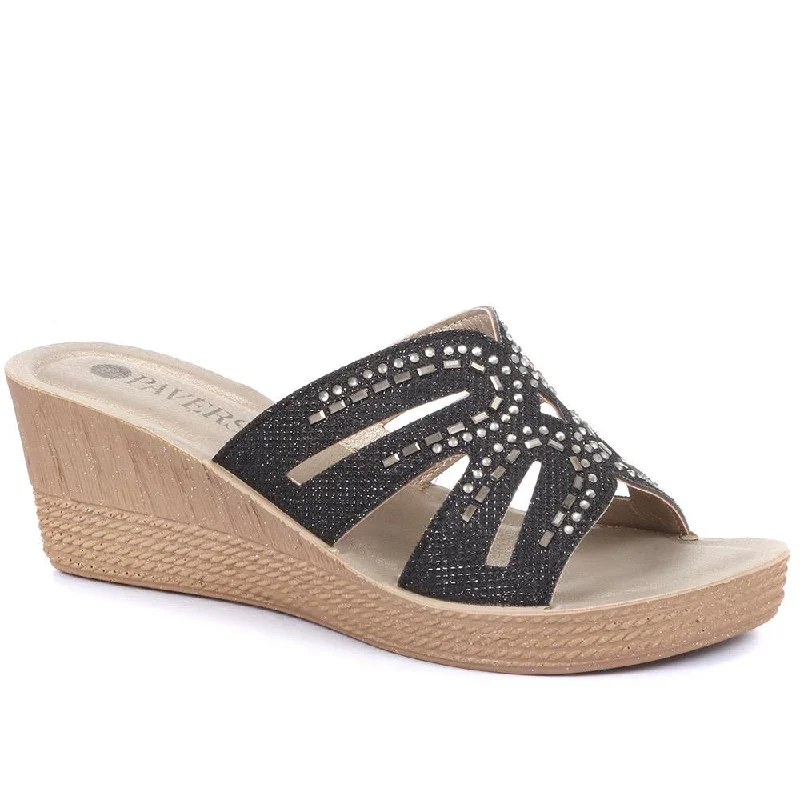 Embellished Wedge Heel Sandals - INB31039 / 318 169