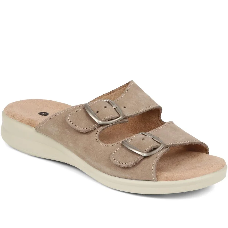 Nubuck Leather Dual Strap Sandals - POLY39027 / 325 440