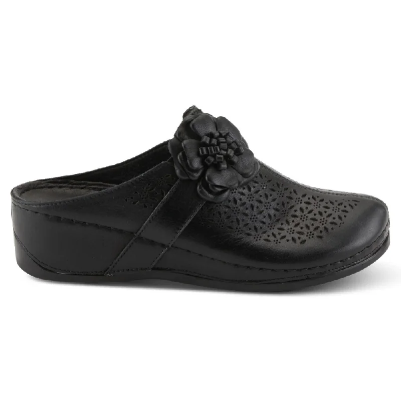 Spring Step Lilybean Black Leather Clog (Women's)