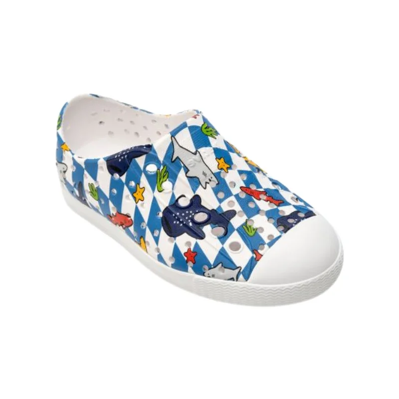 Native Toddler's Jefferson Tod Sugarlite Shell White/Shark Grid Print